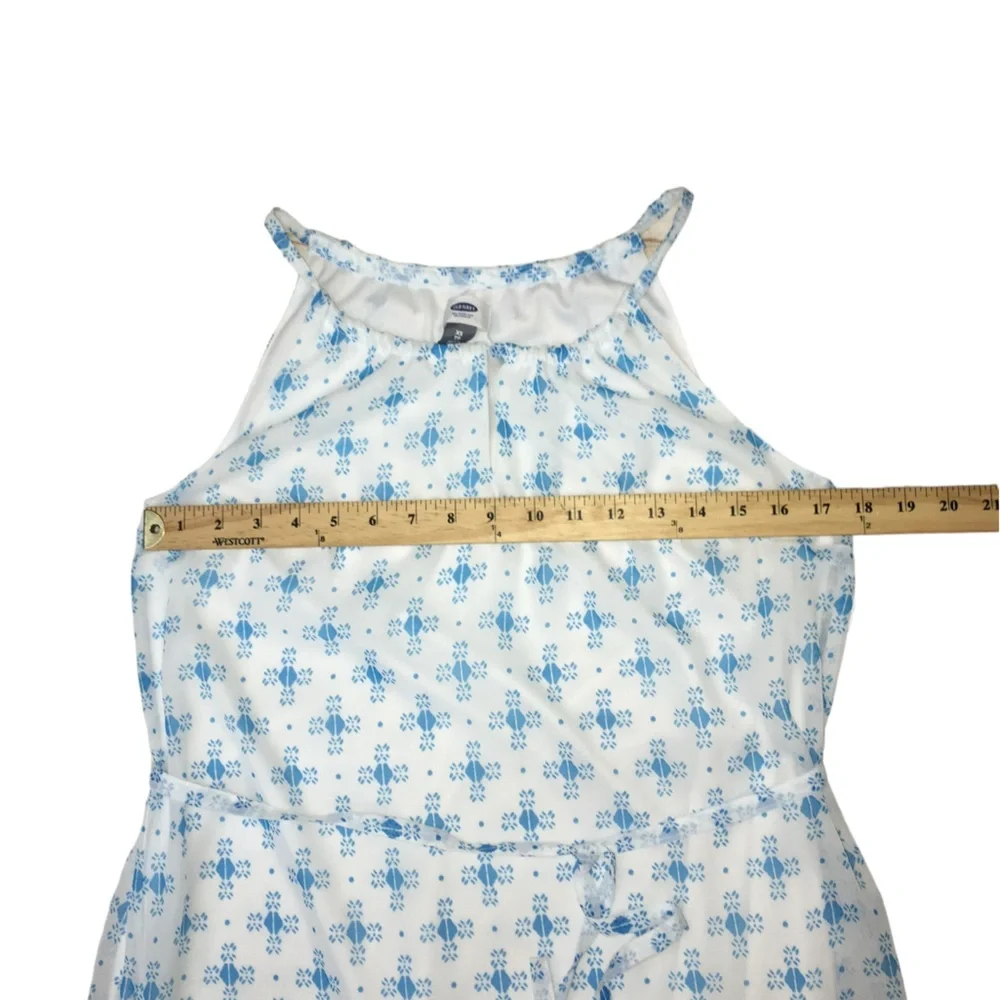 NWT Old Navy Geometric Print White Blue Long Maxi Dress - Women’s XS - Picture 3 of 12